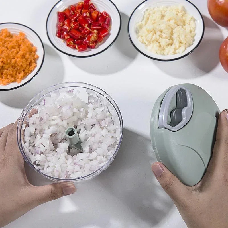 Picador Triturador de Vegetales Manual- Corta Ajo, Cebolla y Carne sin Esfuerzo