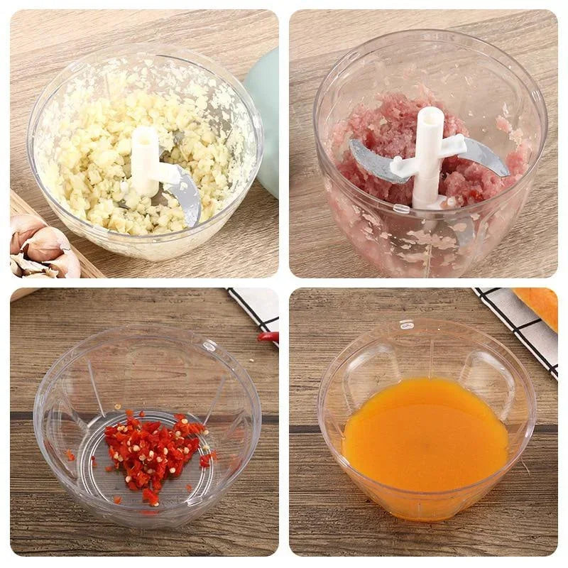 Picador Triturador de Vegetales Manual- Corta Ajo, Cebolla y Carne sin Esfuerzo