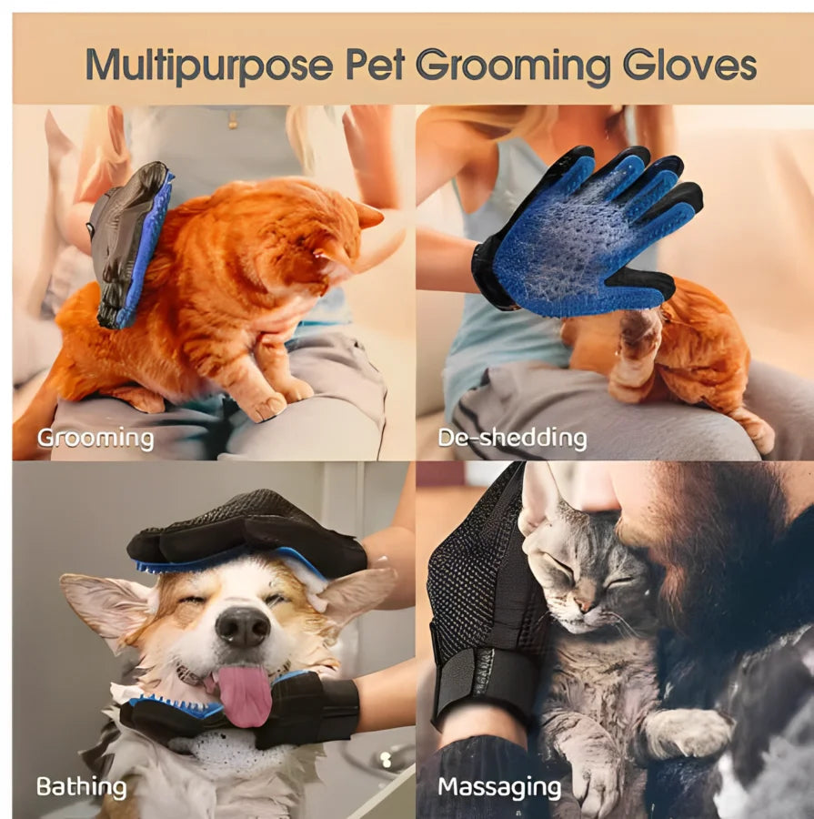 Guante Cepillo para Mascotas - Elimina Pelo de Perros y Gatos, Ideal para Aseo y Masaje.