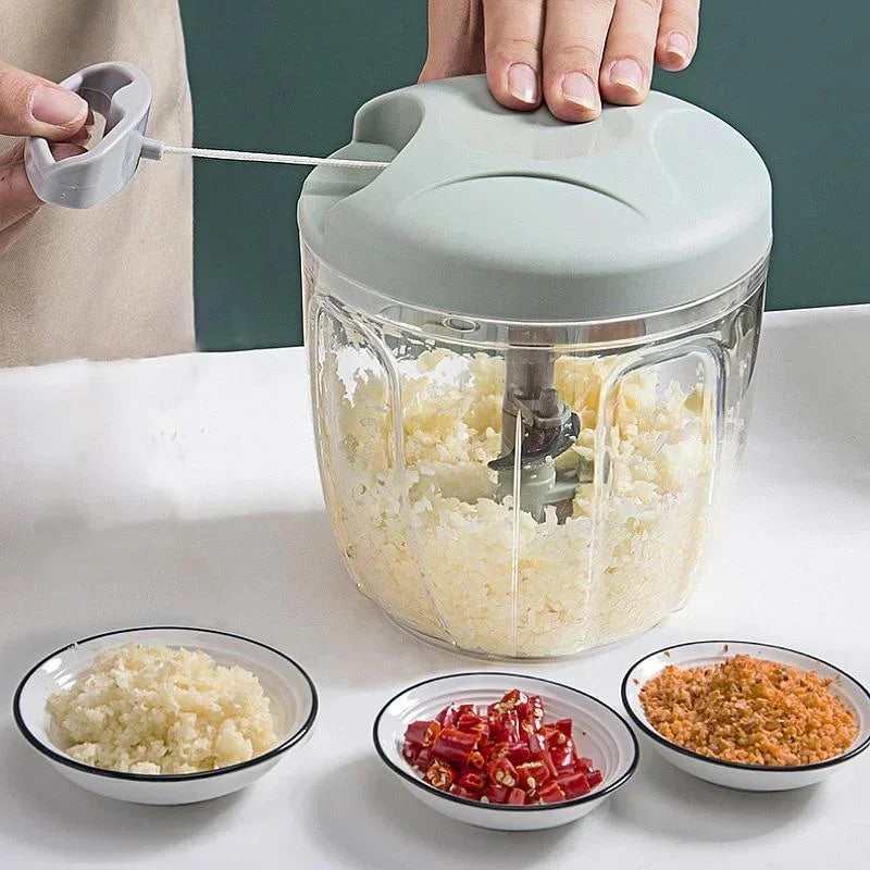 Picador Triturador de Vegetales Manual- Corta Ajo, Cebolla y Carne sin Esfuerzo