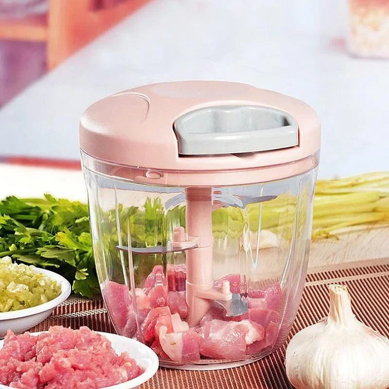 Picador Triturador de Vegetales Manual- Corta Ajo, Cebolla y Carne sin Esfuerzo
