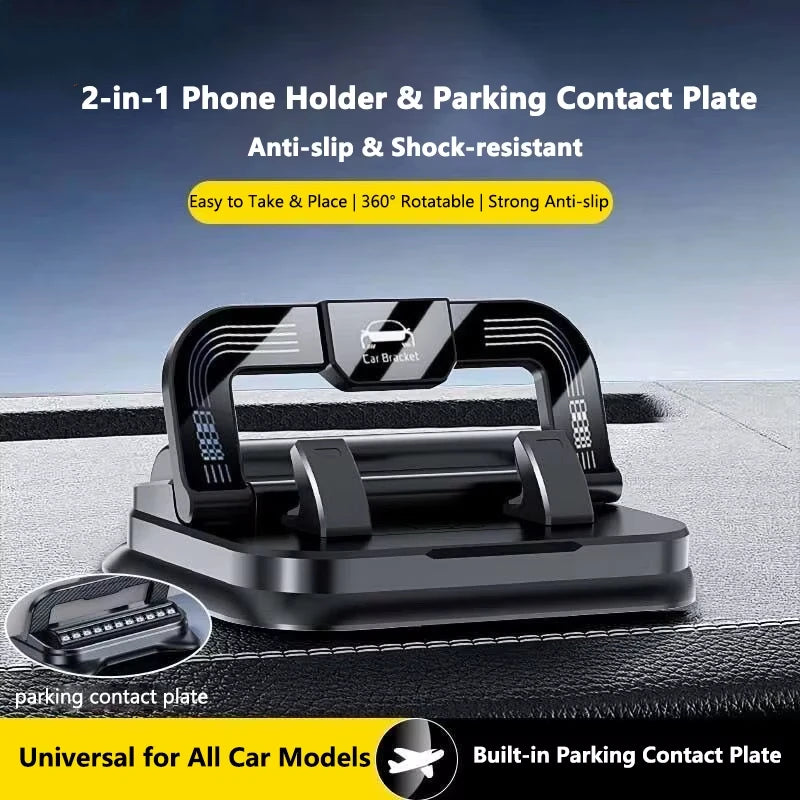 Soporte de Celular para Auto 360° - Montaje en Placa, Universal