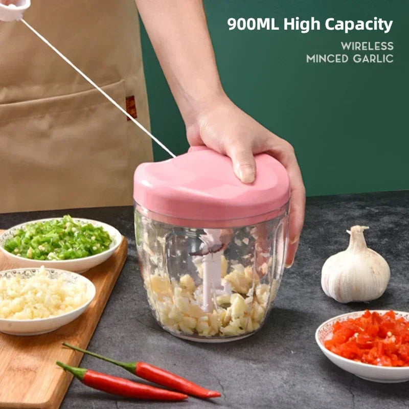 Picador Triturador de Vegetales Manual- Corta Ajo, Cebolla y Carne sin Esfuerzo